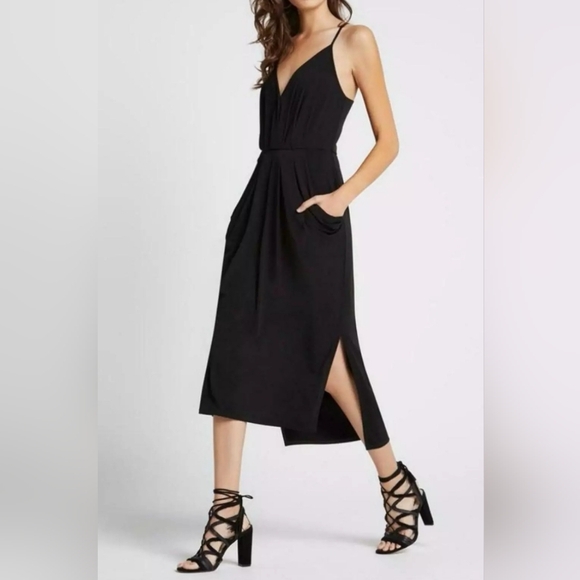 BCBGeneration Surplice Faux Wrap Midi Dress V-neck Blue XS - Picture 2 of 7